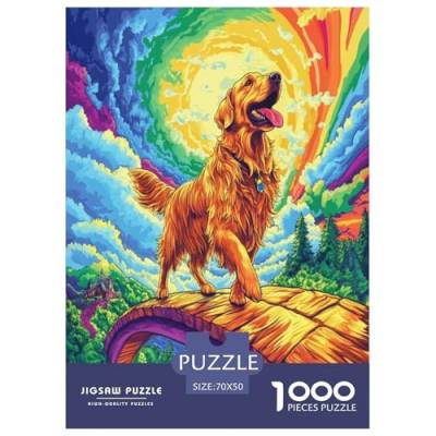 Goldener Retriever Puzzles 1000 Teile Schwer Puzzle Spielzeug Pädagogisches Spiel Impossible Herausforderung Spielzeug Für Erwachsene Und Kinder Ab 12 Jahren 70x50cm/1000pcs von ChengzeTCo